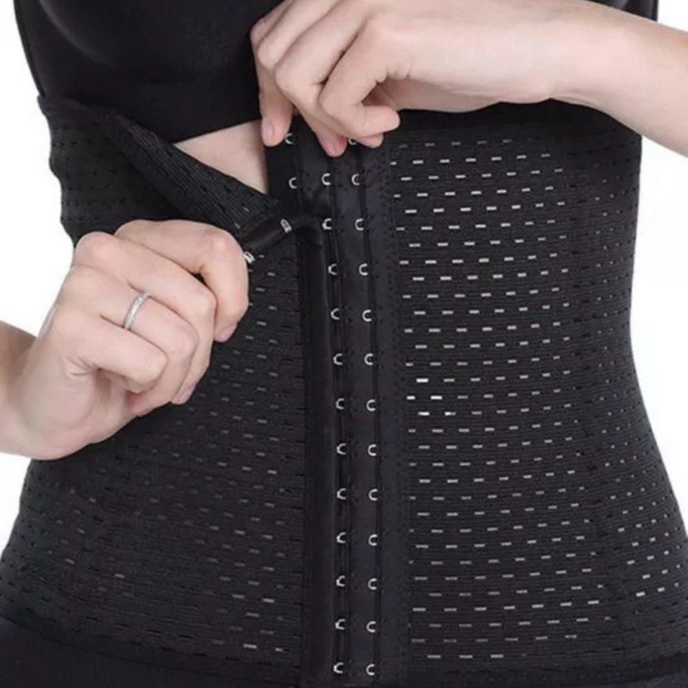 Black Latex Waist Cincher Corset Trainer Shapewear